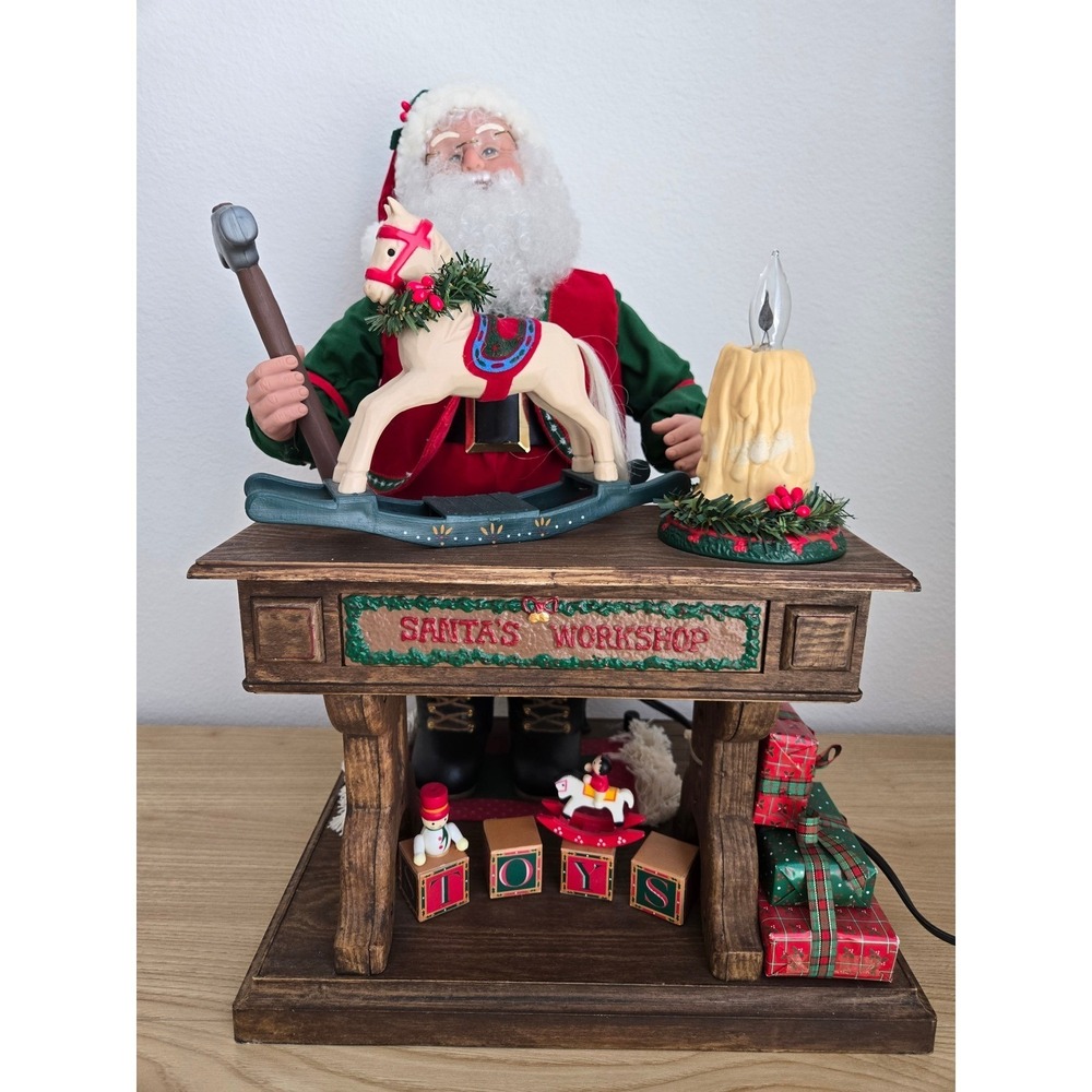 Holiday Animatronic Santa's Workshop Motion Figure Christmas Decor Rocking Horse
